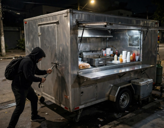C�meras capturam momento em que homem invadiu trailer de lanches em Cuiab�